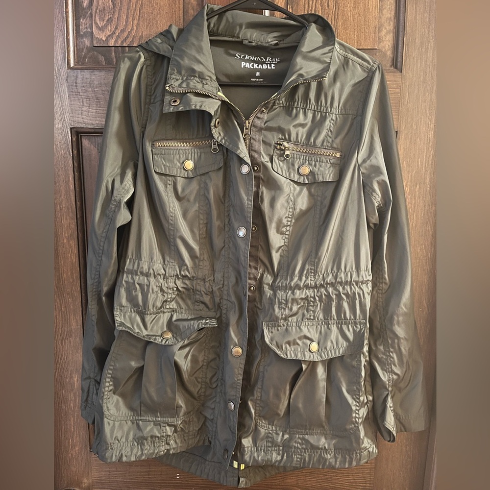 St. John's Bay Women's Utility Jacket in Olive